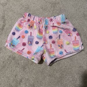 Iscream Rainboba Plush Shorts Pink Tie-dye Bubble Tea Girls Medium 10/12